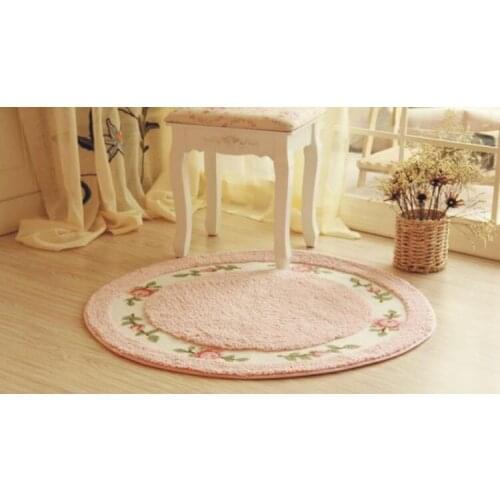 Garden Flower Door Mat Soft Plush Round Rotating Chair Floor Mat Modern Bathroom Rug Children Play Mat / Carpet