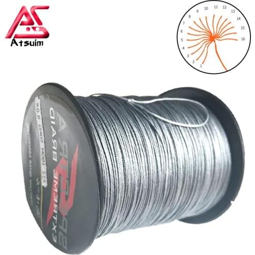 AS 100M 300M 500M 1000M 16 Strands PE Braided Fishing Wire Multifilament Pure Color Super Strong Fishing Line For Saltwater