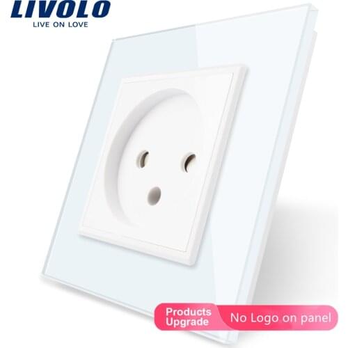 Livolo EU Standard Israel Power Socket, White Crystal Glass Panel, AC 100~250V 16A Wall Power Socket, VL-C7C1IL-11