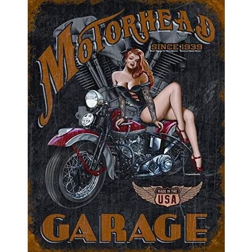 Motor head Garage Since 1939 Classic Old Fashioned Vintage Advertising Metal Tin Sign