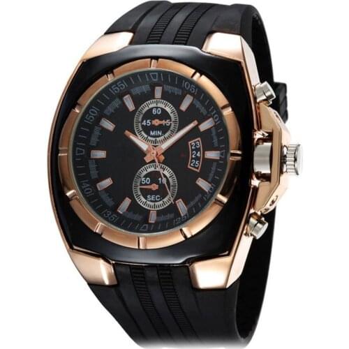 Fashion Business Gentleman Men Silicone Strap Quartz Analog Wrist Watch Gift