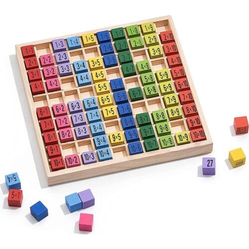 Wooden Multiplication & Math Table Board Game Kids Montessori Preschool Learning Educational Toys Gift for Toodler