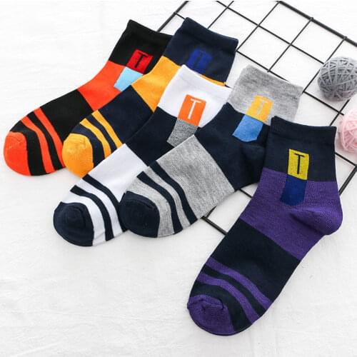 10Pcs=5 Pairs Cotton Socks Men summer Breathable Color Fashion Short Socks Absorb Sweat Man Casual Socks
