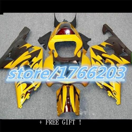 Fairings for SUZUKI K1 K2 GSXR600 GSXR750 2001-2003 motorcycle fairing set GSXR 600 750 01 02 03 yellow brown flames Fairing