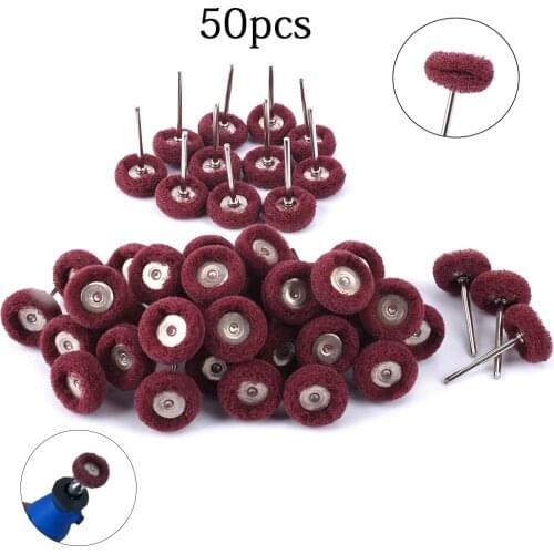 50pcs T-Type Polishing Buffing Wheel Nylon Fiber Scouring Pad Grinding Head Mini Brush Abrasive Wheel Accessories For Rotary