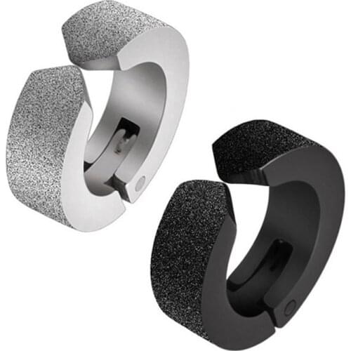 1 Pcs Scrub Ear Clip Non Piercing Earrings For Women Men Round Ear Circle Fake Earrings Painless anti-allergy Punk Ear Jewelry