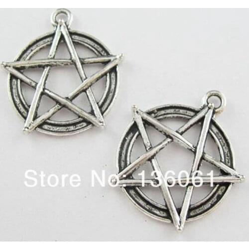 Vintage Silver Gothic Pentacle Charms Supernatural Pentagram Pendants For Jewelry Making Findings Bracelets Crafts Handmade Gift
