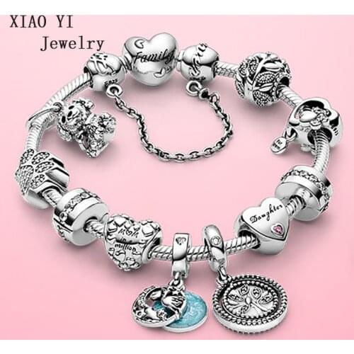 XIAOYI 2020 100% S925 Top selling styly Mothers day hollow out love dove life tree dog high quality fashion bracelet gift mom