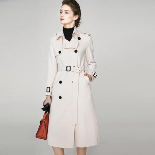 Women new style long A-type woolen overcoat lady double-sided high-end clothes fashion female double breasted cashmere coat