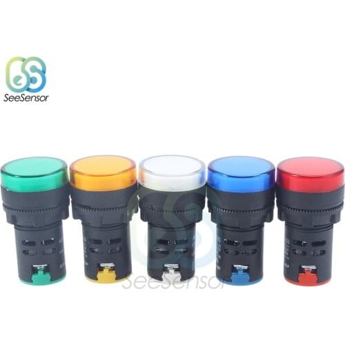 1pcs 12V 24V 110V 220V 380V 22mm Panel Mount LED Power Indicator Pilot Signal Light Lamp