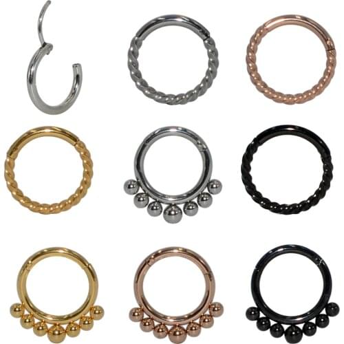 1PC Surgical Steel Dotted Cluster Septum Clicker Hoop Ring Cabe Rope Nose Labret Ear Tragus Cartilage Daith Helix Earring 16g