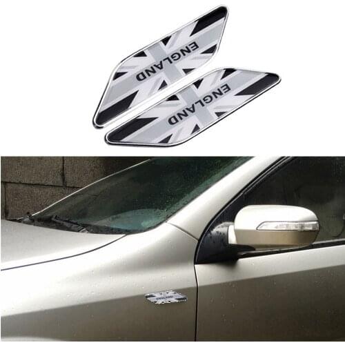 2Pcs/Set Aluminum ENGLAND Flag UNION JACK Leaf Side Emblem Badge Decal Car Stickers For JAGUAR MINI COOPER