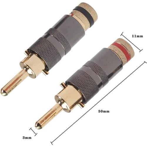 2pcs All Copper Gold-Plated Banana Plug for Link Home HIFI Speakers, Home Theater Amplifiers, and Speaker Link Connectors