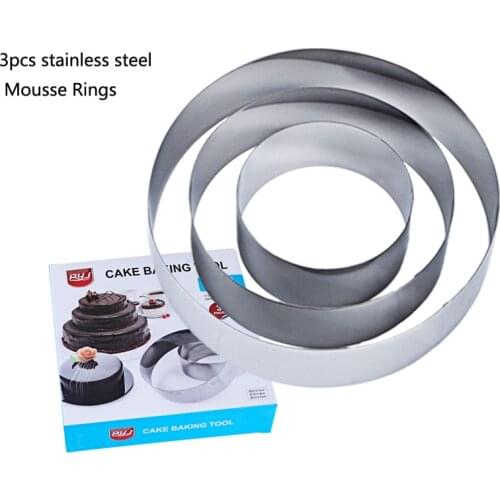 3PCS/Set Stainless Steel Mousse Rings Cookie Cutter Big Round Shape Baker Mold Fondant Jelly Cake Cutter Baking Tool Kitchen