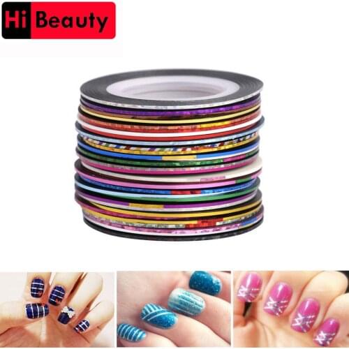 30 Colors Rolls Nail Gold Silver Wire Painted Line Striping Tape Laser Line DIY Nail Art Sticker Rhinestones Decoration Tool