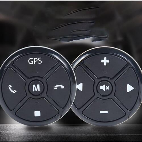 Universal Car Steering Wheel Controller 4-Key Music Wireless GPS Navigation Remote Control Buttons Black