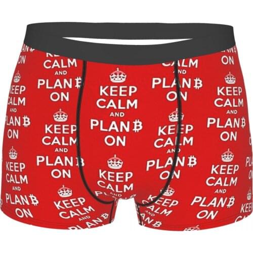 Bitcoin BTC Mining Bit Coin Keep Calm And Plan Bitcoin On Underpants Breathbale Panties Mens Underwear Print