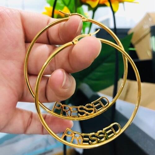 Handmade Personalized Big Hoop Earrings For Women For Women Punk Jewelry 30mm 70mm Hoops Earrings Friendship Gifts Bff