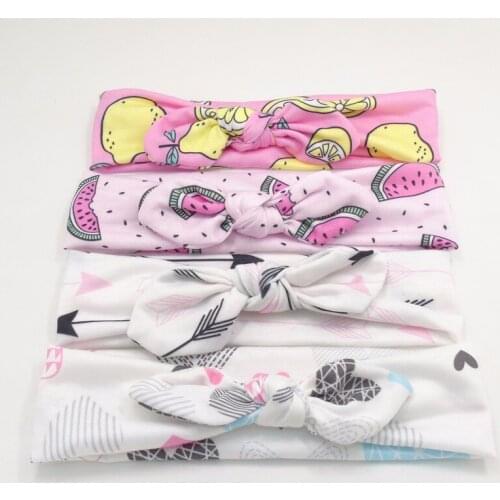 1pc Black Narrow Pink Fruit Print Stretch Headband Newborn Kid Girl Blue Heart Elastic Band Summer Watermelon Pear Head Wrap