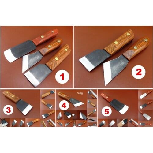 5kinds Leather Craft Swiss Steel Square Angled Bevel Round Point All Purpose Skive Cutter Knife Tool - Creaser Groover Beveler
