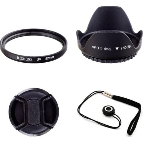 100% GUARANTEE Lens Cap+Hood+UV Filter+gift For 52mm Panasonic DMC GF3 G3 14-42mm FZ100 FZ40 FZ45