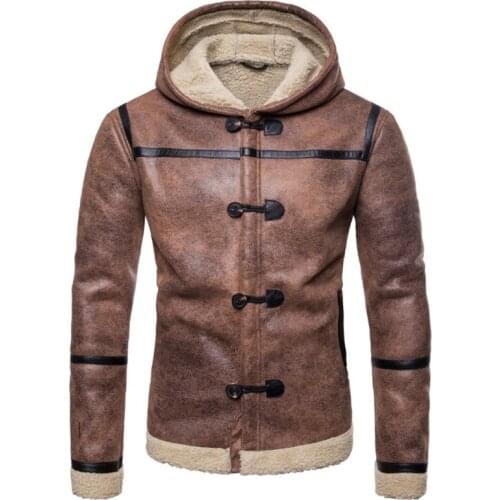Europe/US Size Men Leather Jackets Coats Newest Trend Leather Suede Jacket Men Hooded Motorcycle Biker Jacket Casaco Masculino