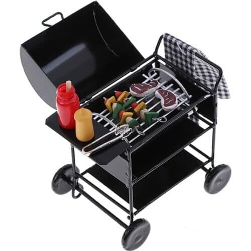 1/12 Scale Hot Sale Cute Bbq Grill Miniature Ornaments Gadget Kitchen Food Mini Furniture For Dollhouse Kids Toys Doll House