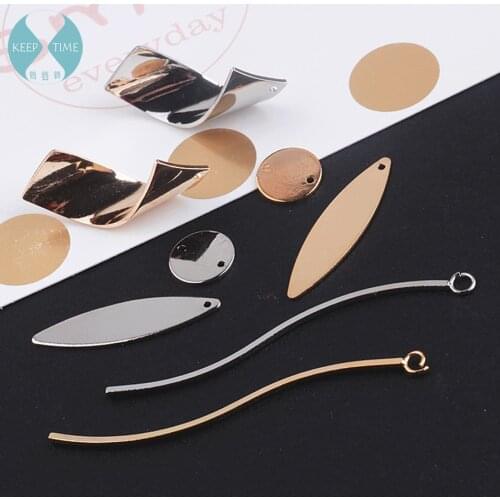 Copper jewelry handmade DIY material strip ear ring earrings pendant earrings with double disc parts