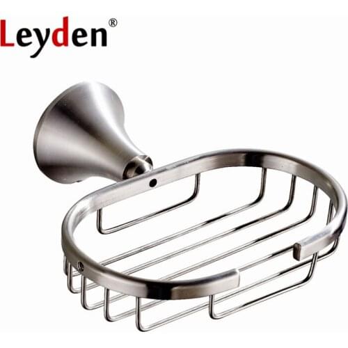 Leyden 304SUS Stainless Steel Soap Dish Brushed Nickel Soap Basket Wall Mounted Bathroom Soap Holder Shower Bathroom Accessories
