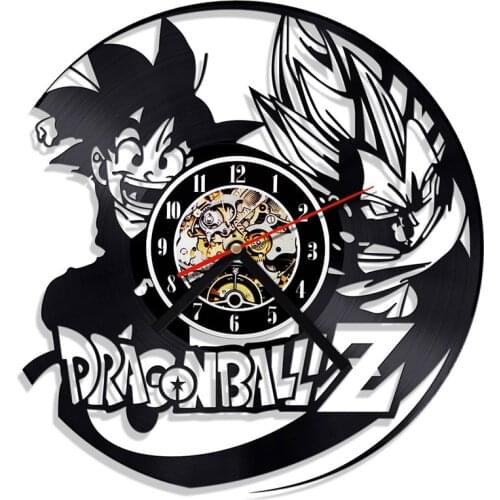 Cartoon Anime Son Goku Kakarotto CD Vinyl Record Wall Clock DIY Removable Art Watch Clock Black Duvar Saati Home Room Decor