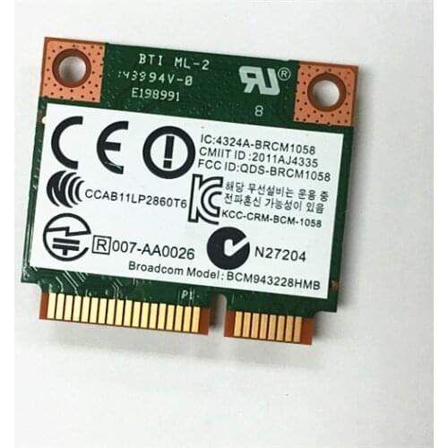 SSEA NEW Wireless card Broadcom BCM943228HMB wifi 4.0 Bluetooth Combo half Mini PCI-E 802.11b/g/n 2.4G/5GHz for HP