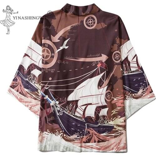 New Japanese Kimonos Men Haori Loose Print Shirts Women Samurai Style Cardigan Summer Couple Traditional Coats Janpan Clothes