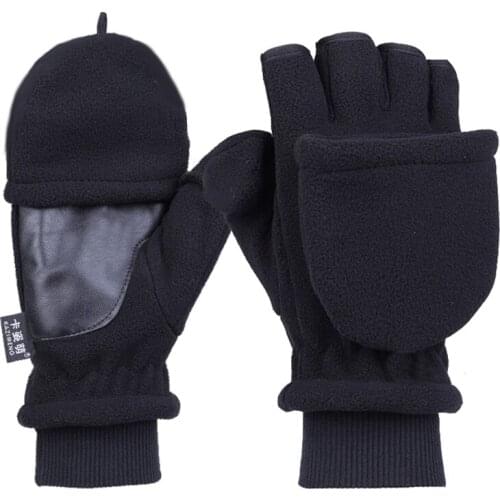 Fingerless Fishing Gloves with Cover Men Women Fleece Winter Warm Exposed Finger Mittens Knitted Non-Slip Half Finger Gloves