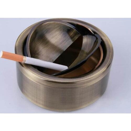 Durable Home Stainless Steel Windproof Round Shape Windproof Smokeless Ashtray Rotation With Lidighters Smoking Accessories