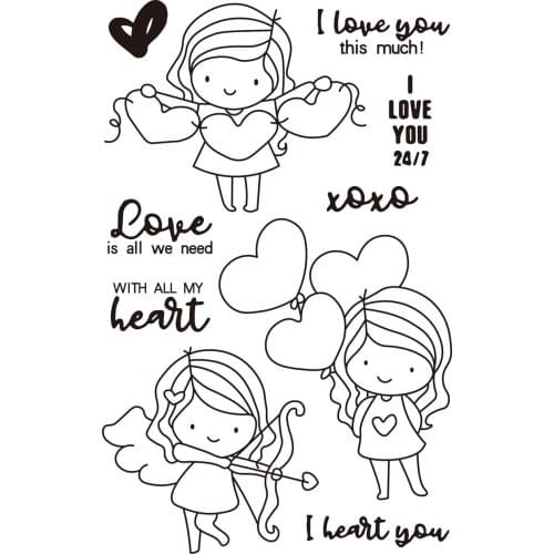 Girl and boy Transparent Clear stamps and metal cutting dies