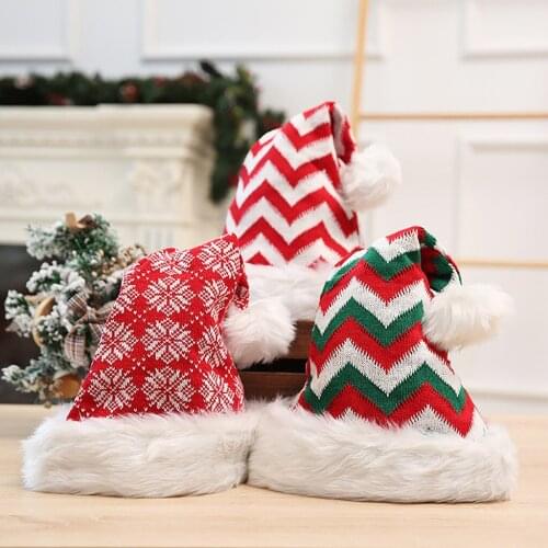 Christmas Hat Childrens Adult Decorations Gift High-grade Double Plush Hat Knitted Warm Cap Women Beanies Cap Шапки Женские