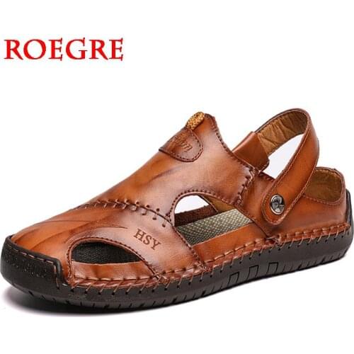 Genuine Leather Mens Sandals Summer Men Classic Roman Beach Sandals High Quality Sandals Slippers Bohemia Outdoor Sneake 38-48