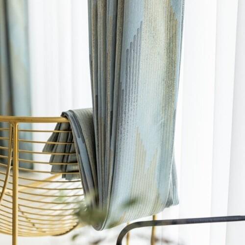 Custom curtains Nordic Simple blue geometric Jacquard Gradient livingroom bedroom cloth blackout curtain drape M792