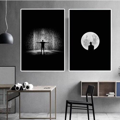 Modern Nordic Abstract Canvas Painting Minimalist Black and White Poster and Print Wall Pictures for Bedroom Cuadros Home Decora