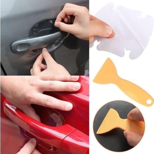 4pcs Universal Invisible Transparent Car Door Handle Scratches Protective Protector Films Handle Protection Sticker car goods