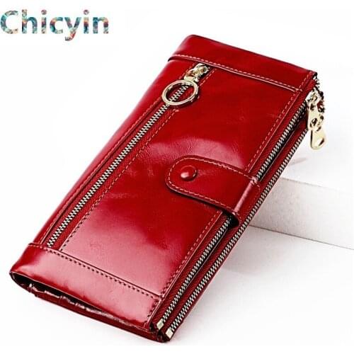 High Quality Women Long Wallets Genuine Leather Cltuch Clutch Purse Large Capacity Card Holder Wallet Lady Coin Purse