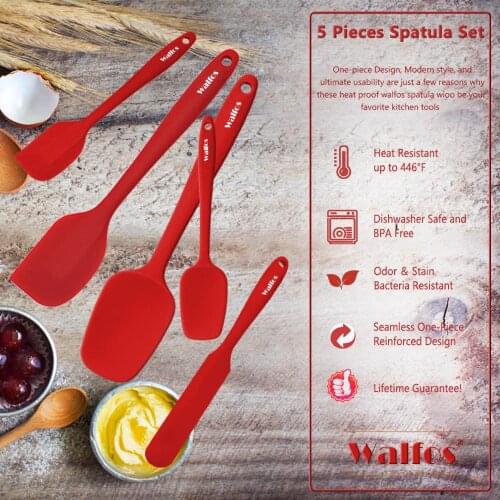 Walfos 5PCS/Set Non-Stick Silicone Spatula Baking Pastry Heat-Resistant Silicone Spatula Kitchen Utensil Cooking Tool