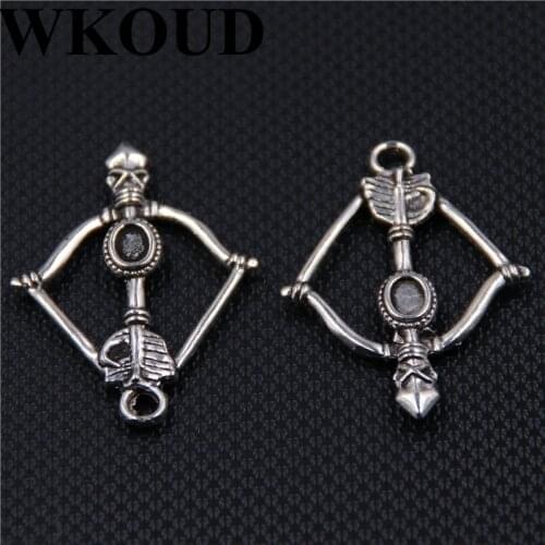 WKOUD 10pcs Silver Plated Cupid arrow pop necklace bracelet pendant 35*25mm A132