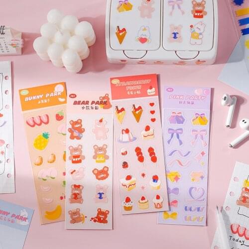 Yisuremia New 1pcs Kawaii Cartoon PET Sticker For Photo Journal Scrapbook DIY Basic Decorative Sealing Sticker Label Stationery