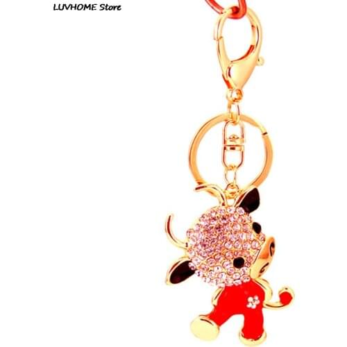 Jewelry Shipping Rhinestone Crystal Lovely Cow Keychain Keyring For Car Handbag Key Holder Wholesale