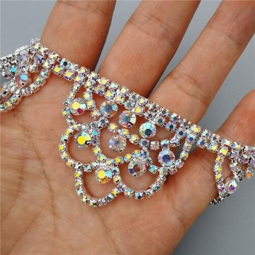Rhinestone Crystal Chain Bling Diamante Lace Diamond Belt Trim Ribbon Necklace Applique Gem Sparkle Wedding Dress 3.7cm Width