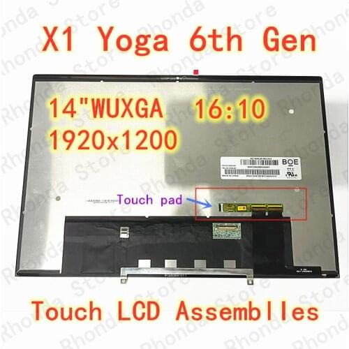 For Lenovo X1 Yoga 6th Gen laptop LCD screen, LCD touch assembly assembly 14 inch WUXGA 1920x1200 EDP 30Pins