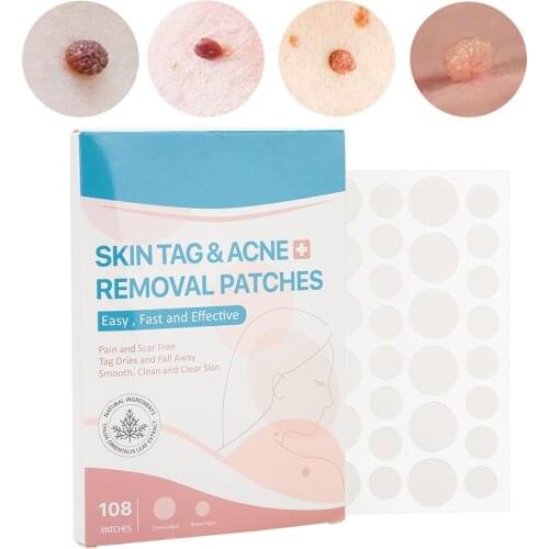 108Pcs / Box Disposable Transparent Acne Sticker Skin Tag Removal Patch Wart Removal Sticker For Face Finger Arm Leg Beauty Tool