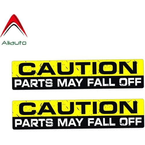 Aliauto 2 x Warning Caution Parts Fall Off Personality Funny Creative Cover Scratch PVC Decal Car Sticker,15cm*3cm
