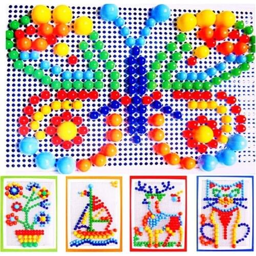 296 Mushroom Nail Puzzle Educational Didactical intelligent Games DIY Plastic Flashboard Children Educational Toys Random Color